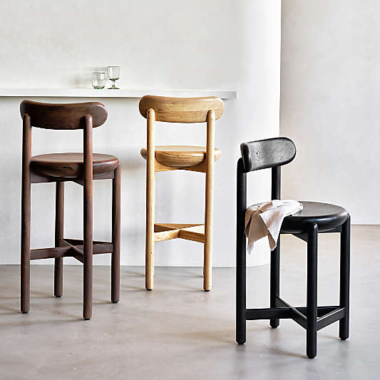 Amapa Black Oak Wood Counter Stool