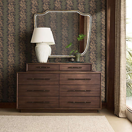 Larchmont 66" Stacked Oak Wood 8-Drawer Dresser