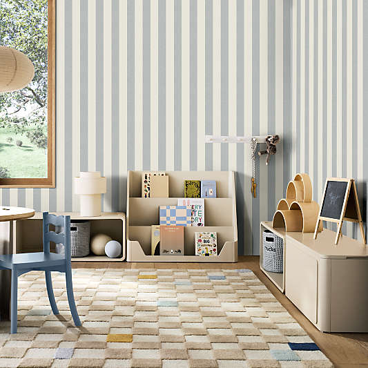Riviera Stripe Mist Blue Peel and Stick Wallpaper
