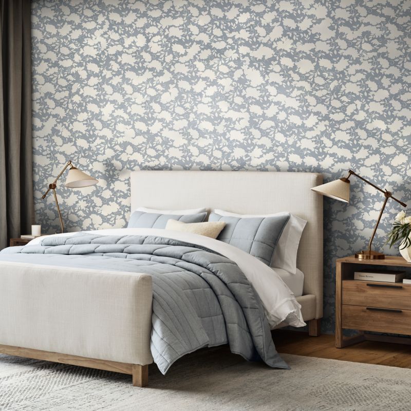 Celeste Mist Blue Floral Wallpaper - image 2 of 4