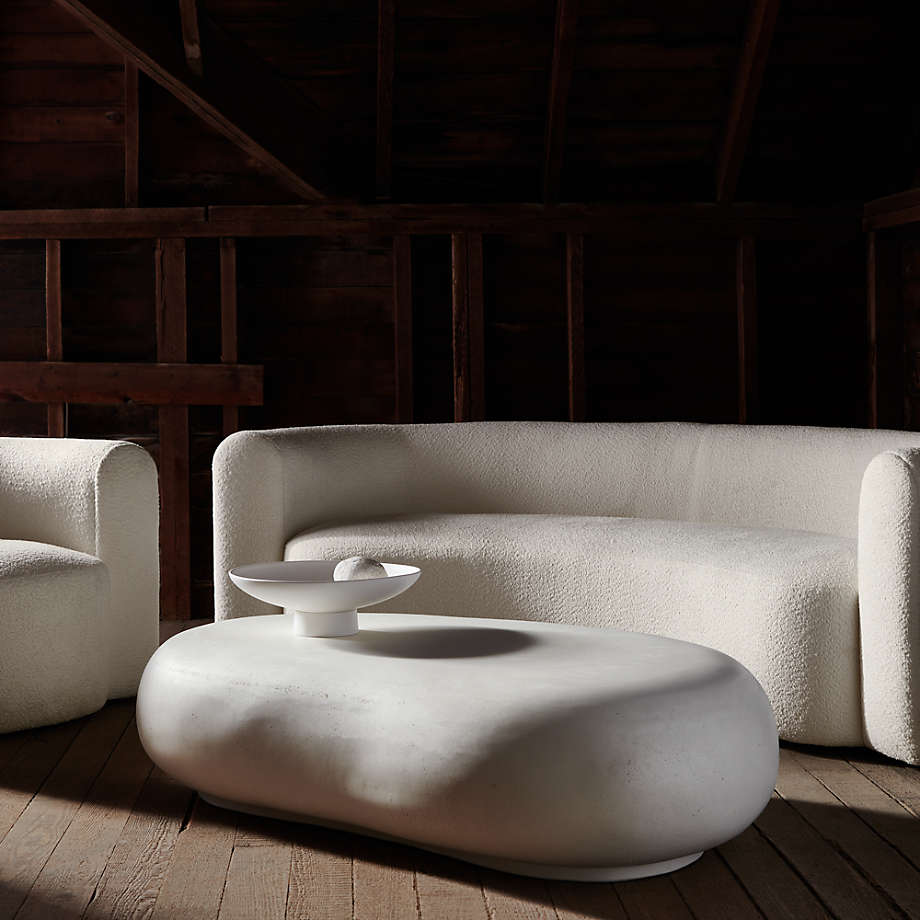 Hugger Curved Boucle Chair and a Half by Leanne Ford Crate Barrel