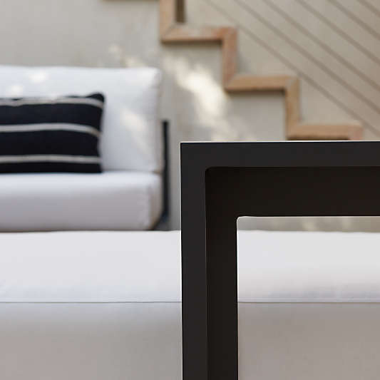 Walker Right Arm Metal Outdoor Chaise with Canvas White Cushions