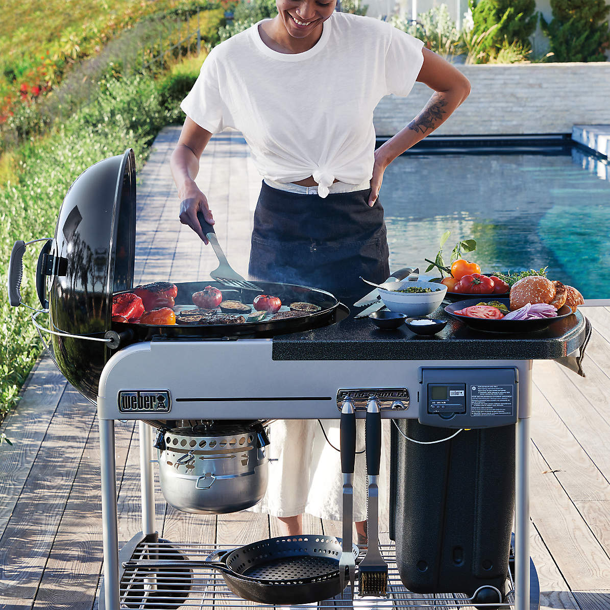 Weber Deluxe Black Charcoal Outdoor Grill + Reviews Crate & Barrel