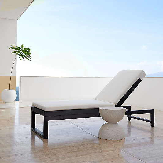 Dune Black Outdoor Chaise Lounge with White Cushion