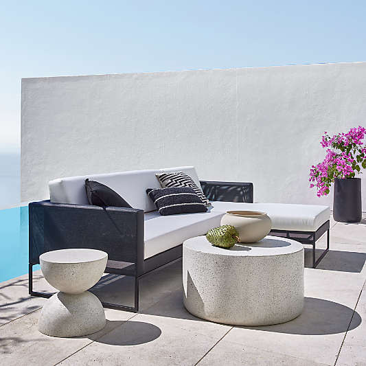 Dune 2-Piece Black and White Outdoor Sectional Sofa with Right-Arm Chaise