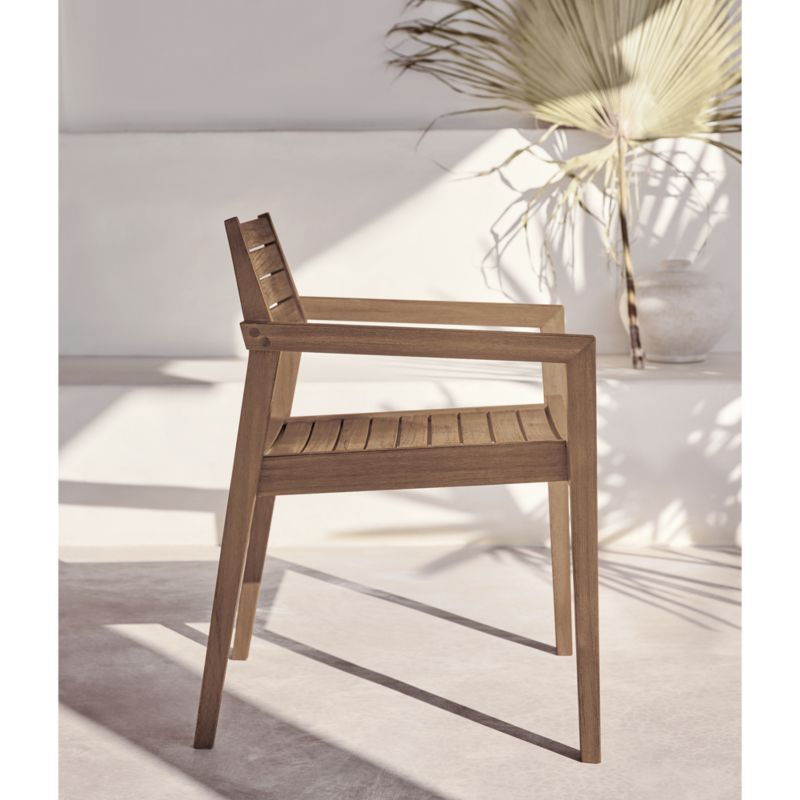 Abaco Wood Stackable Outdoor Dining Chair with Arms