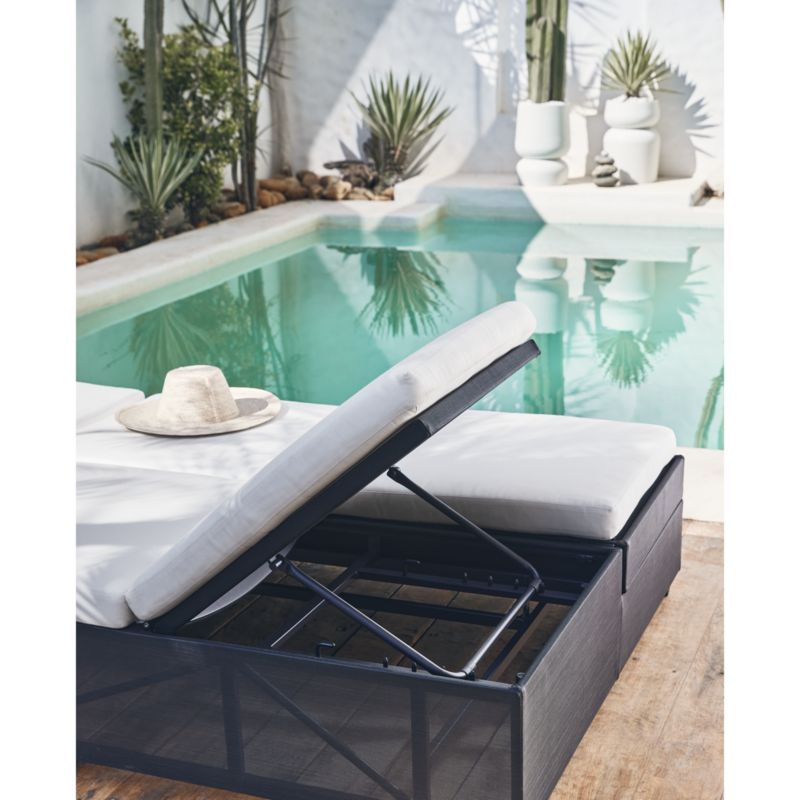 Dune Black Outdoor Double Chaise Sofa Lounge with White Cushions - image 3 of 12