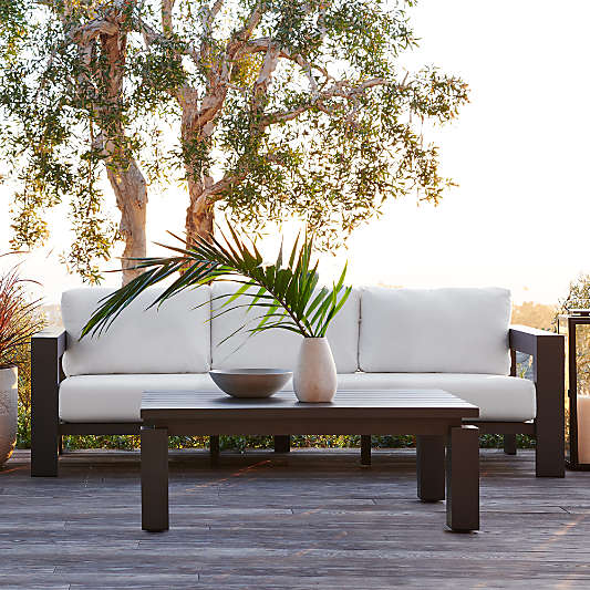 Walker Metal Outdoor Sofa with Canvas White Sunbrella ®  (63"-117")