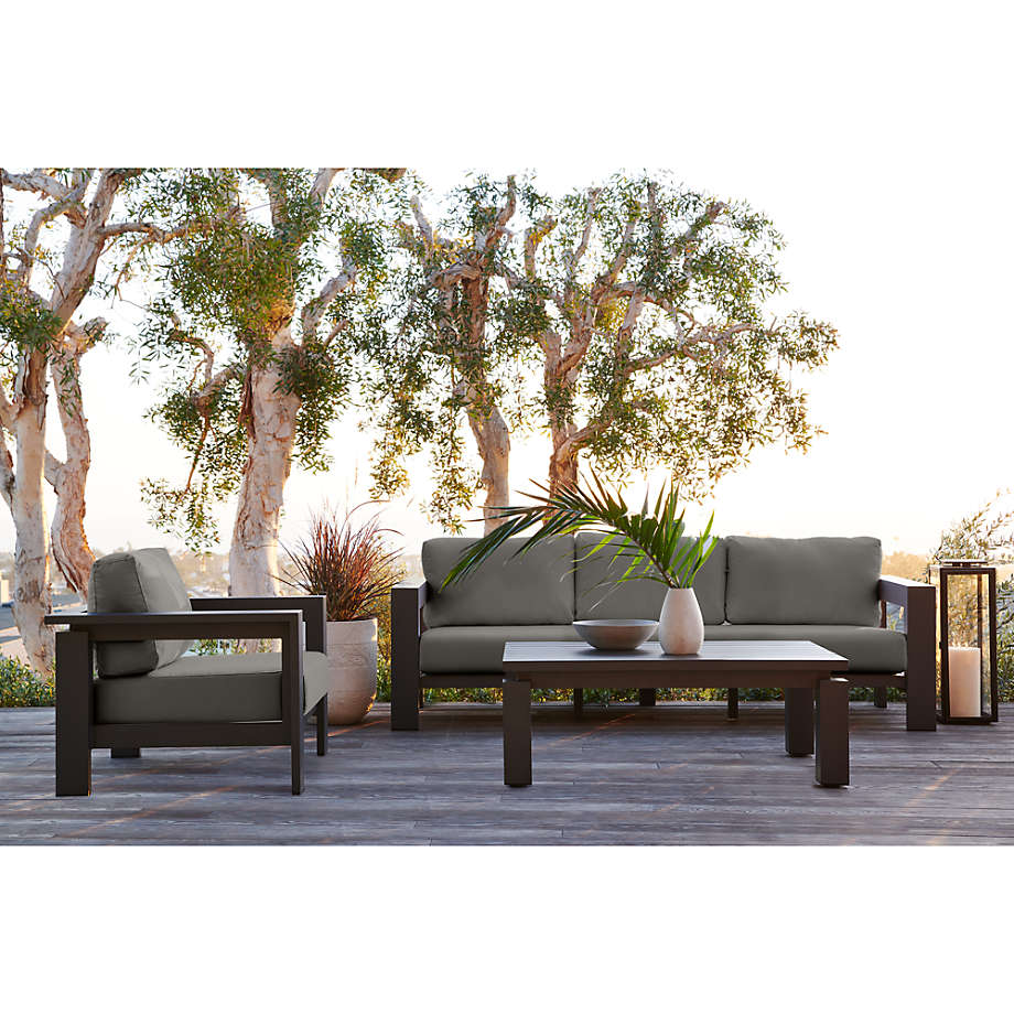 Walker Outdoor Metal Sofa with Graphite Sunbrella Cushions