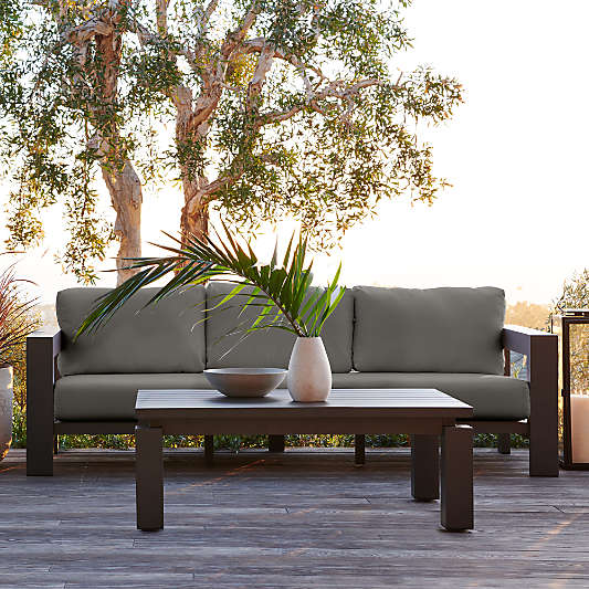Walker 90" Outdoor Metal Sofa with Canvas Charcoal Sunbrella ® Cushions