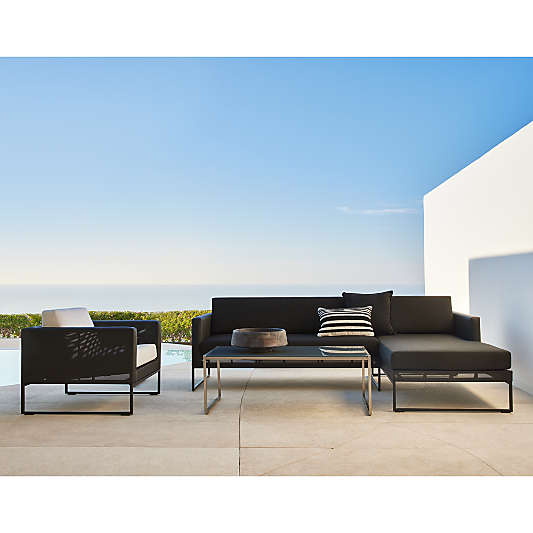 Dune Black Outdoor Lounge Chair with White Cushions