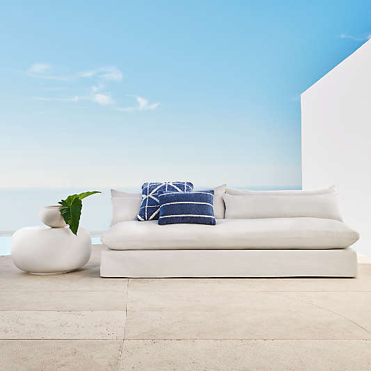 Seascape 84" Upholstered Outdoor Sofa with Throw Pillows
