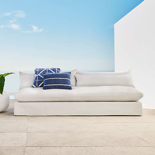 Seascape 84" Upholstered Outdoor Sofa with Throw Pillows