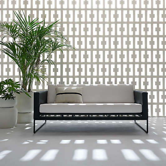 Dune 68" Black Outdoor Sofa with White Cushions
