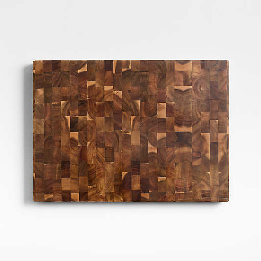 Crate & Barrel Rectangular Acacia End-Grain Cutting Board