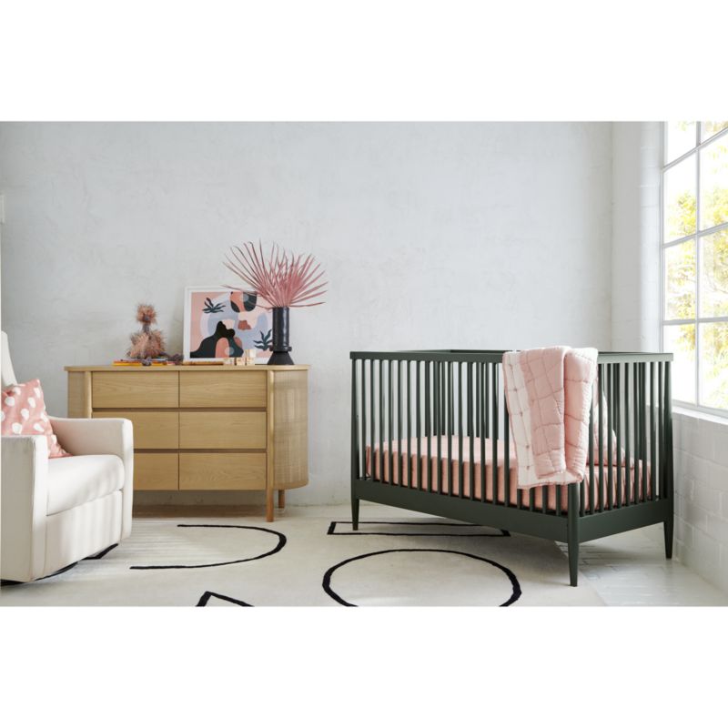 Hampshire Olive Green Wood Convertible Baby Crib