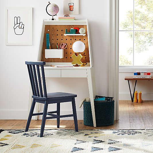 Parke Navy Blue Wood Kids Desk Chair