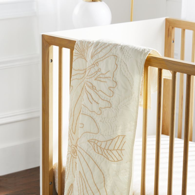 Ellsworth Organic White Floral Baby Crib Quilt - image 1 of 6