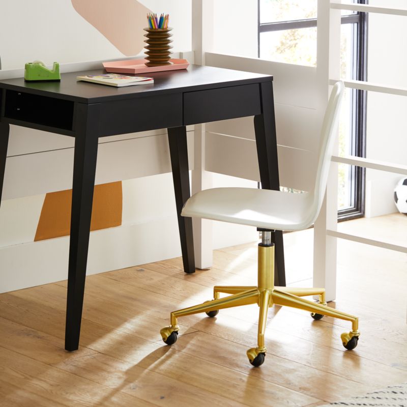 Class Act White and Gold Kids Desk Chair