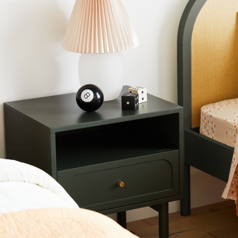 Maren Olive Green Wood Nightstand with Drawer