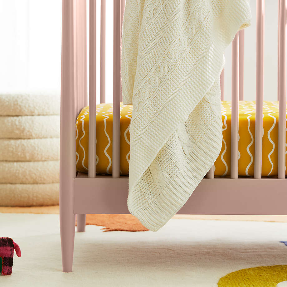 Crate Barrel Imperfect Stripe Organic Yellow Baby Crib Fitted