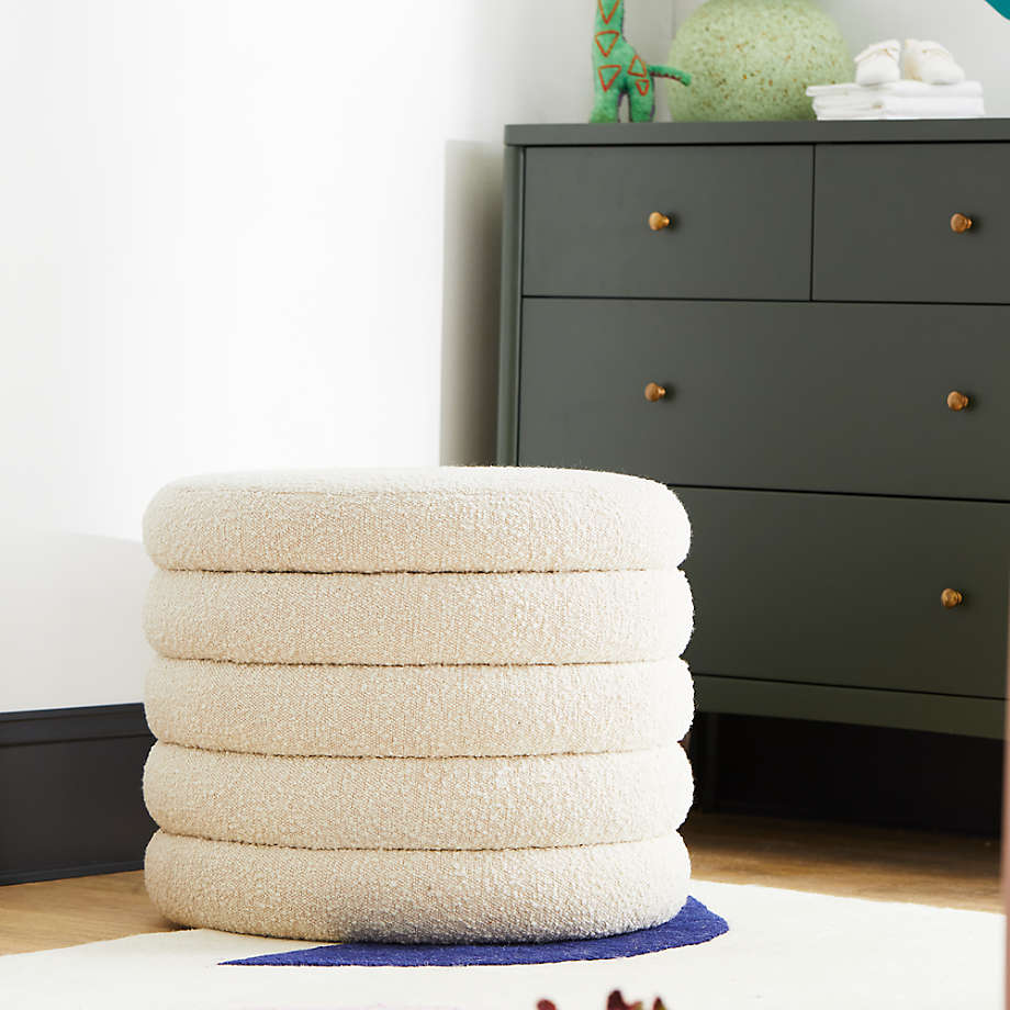 Crate Barrel Snoozer Cream Nursery Storage Ottoman by Leanne Ford