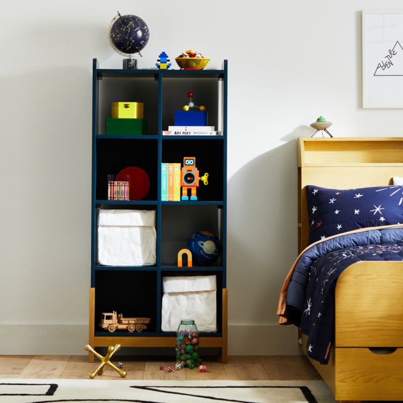 Rue Midnight Blue Wood 8-Cube Kids Bookcase + Reviews | Crate & Kids