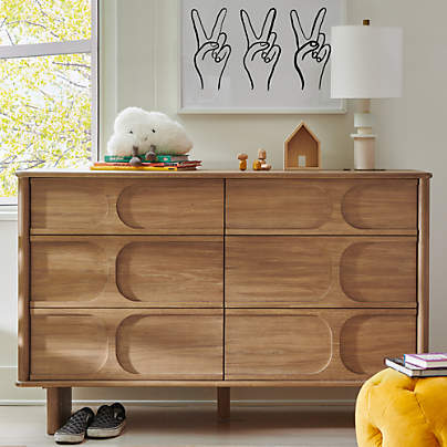 Wes 55" 6-Drawer Wood Kids Dresser