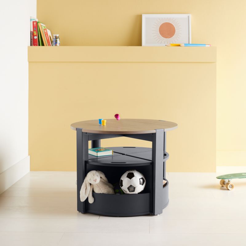 Nesting Charcoal and Grey Wood Kids Play Table, Chairs with Storage and Acrylic Mat Set - image 5 of 7