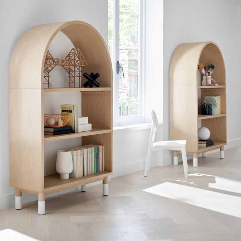 Aksel Wood Arched 3-Shelf Bookcase - image 7 of 14