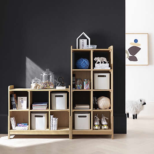 Rue 40" Natural Wood 6-Cube Low Bookcase