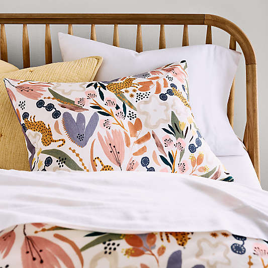 Leopard Floral Organic Cotton Kids Pillow Sham