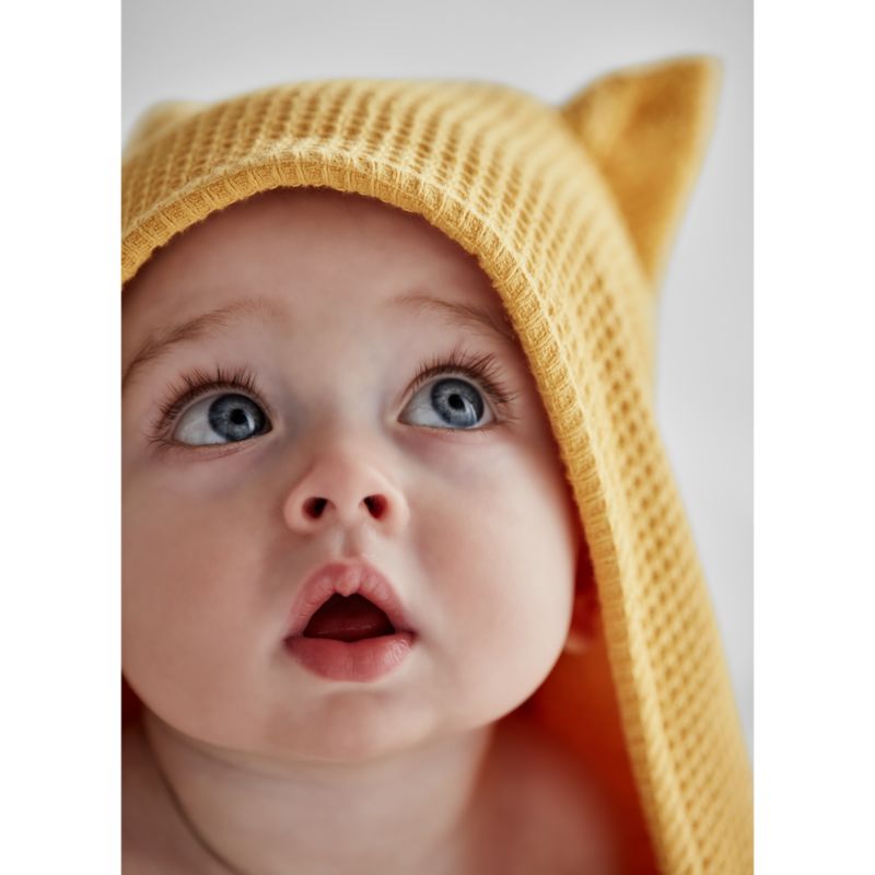 Cat Organic Waffle Hooded Baby Towel