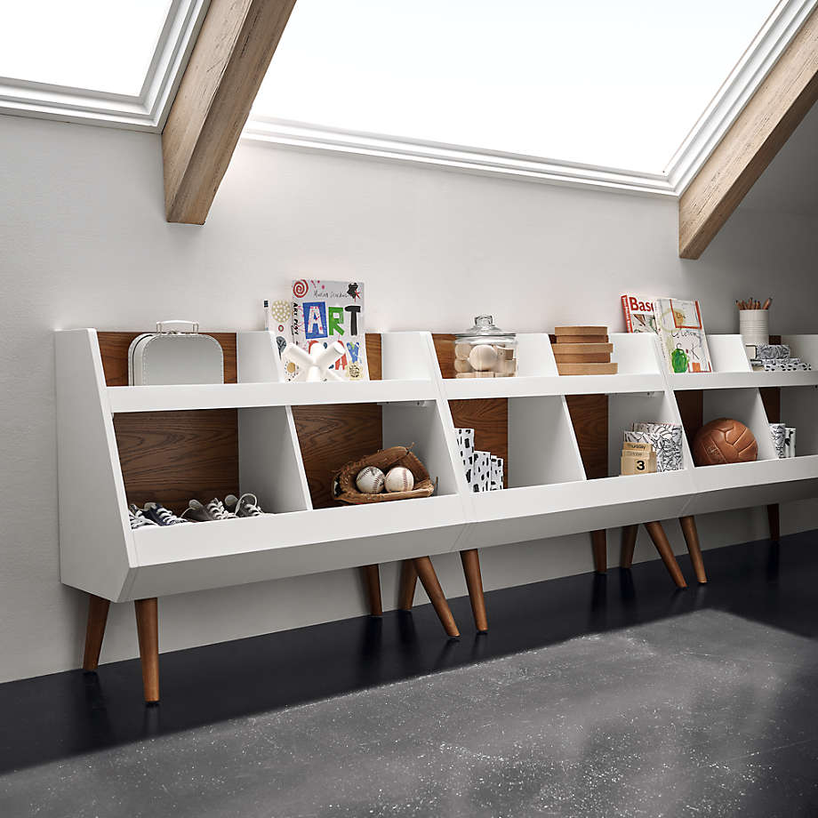 Walnut and shop white bookshelf