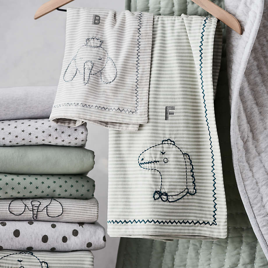 Green Stripe Organic Cotton Heathered Jersey Baby Stroller Blanket