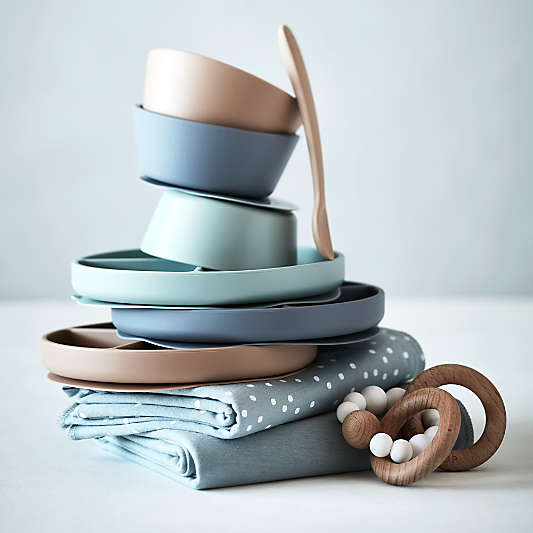 Mushie Blue Suction Silicone Bowl