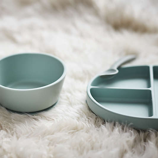 Mushie Green Suction Silicone Bowl