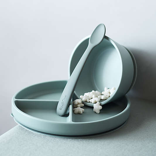 Mushie Green Suction Silicone Plate