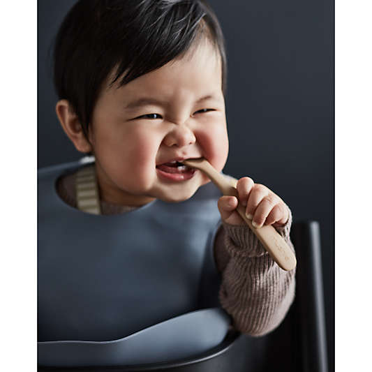 Mushie Blue Silicone Baby Bib