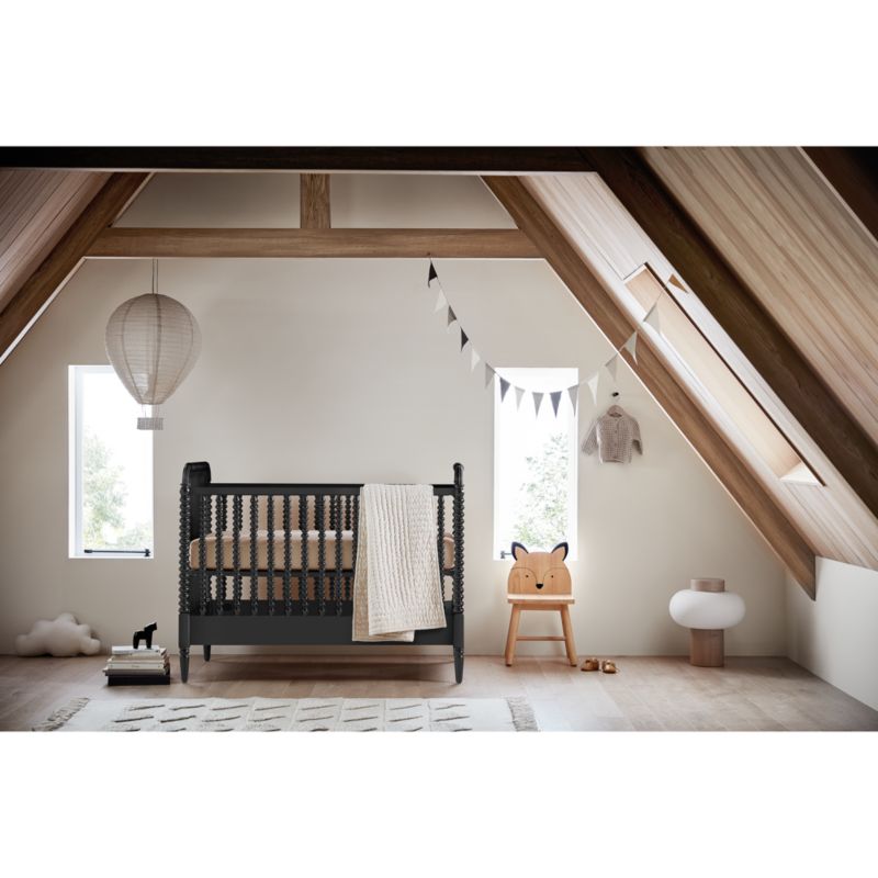 Jenny Lind Black Wood Spindle Convertible Baby Crib with Toddler Bed Rail - image 5 of 11