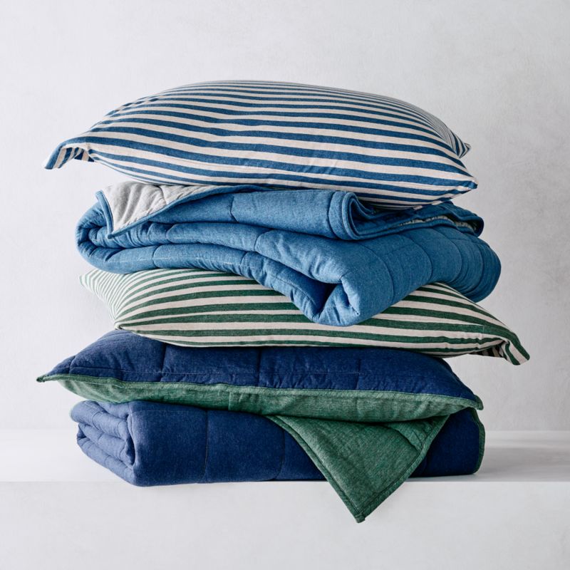 Comfy Tee Green Stripe Organic Cotton Jersey Kids Twin Sheet Set