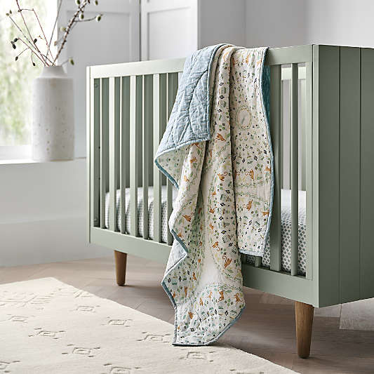 Finn Sage Green Wood Convertible Crib