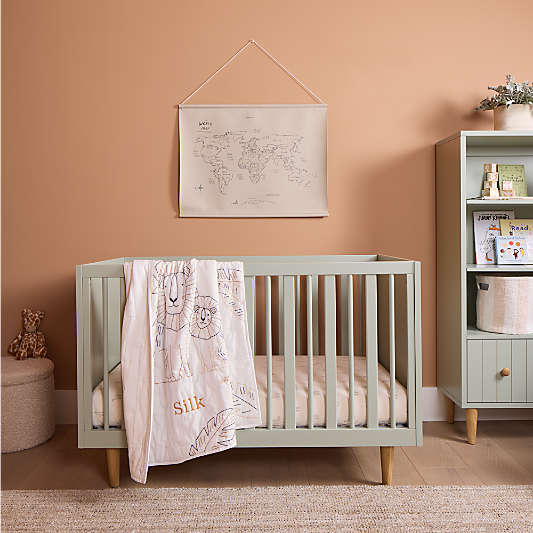 Finn Sage Green Wood Convertible Baby Crib