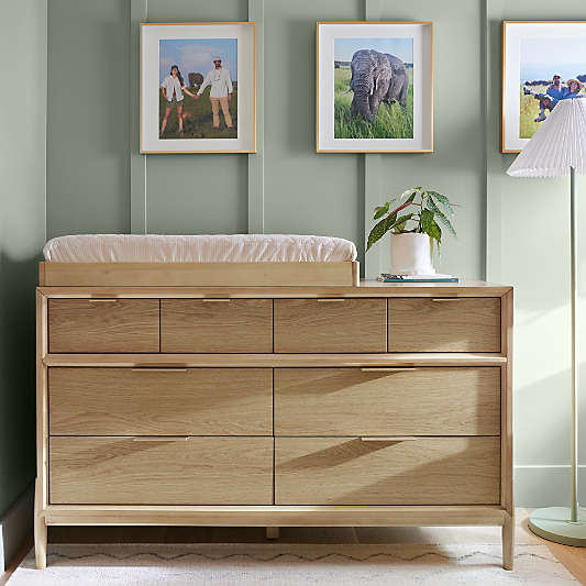 Bodie 54" Natural Oak Wood Wide 8-Drawer Kids Dresser