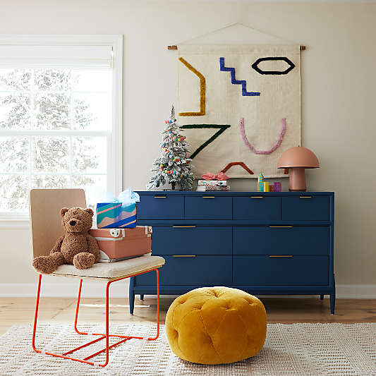 Bodie 54" Blue Wood Wide 8-Drawer Kids Dresser