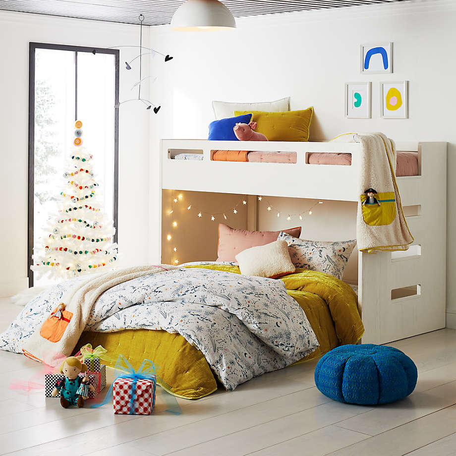 Crate Barrel Abridged White Glaze Kids Twin Over Full Bunk Bed