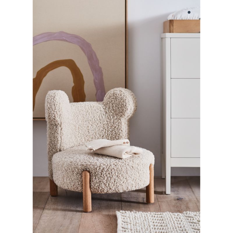 Sherpa Cream White Bear Kids Play Chair - image 9 of 20