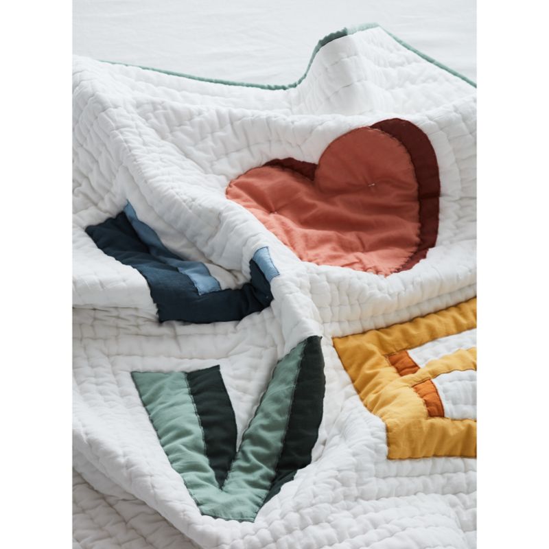 Love Applique Organic Cotton Baby Crib Quilt - image 14 of 16