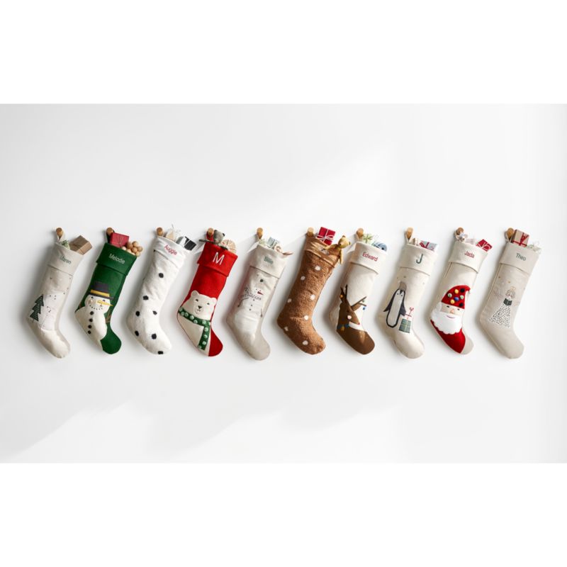 Linen Penguin Kids Christmas Stocking