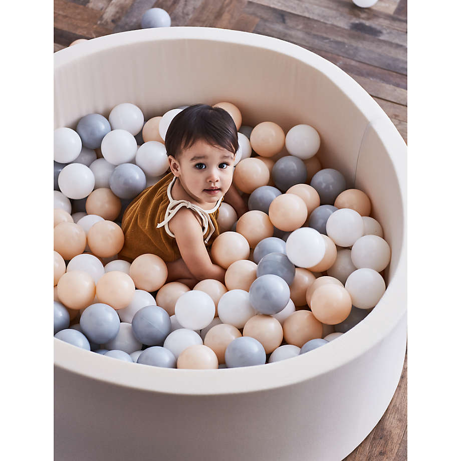 Baby and Toddler Natural Pop-Up Ball Pit with White, Pink and Grey Balls